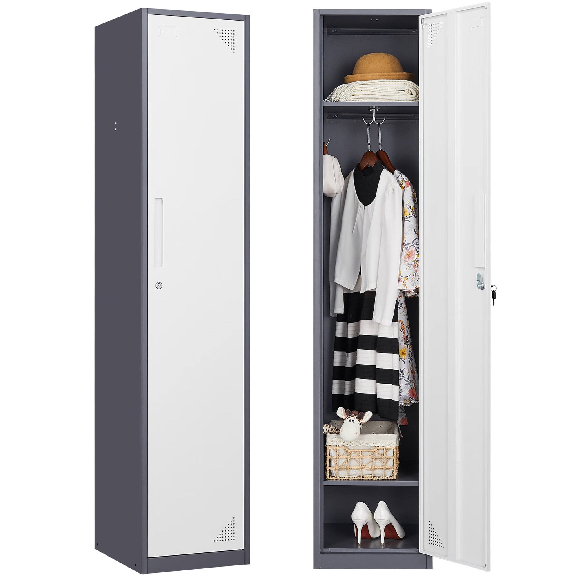 Fesbos Metal Locker 1 Lockable Door,71  Tall Steel Storage Cabinet for School Office Gym Home Employees Staff Sundries Room