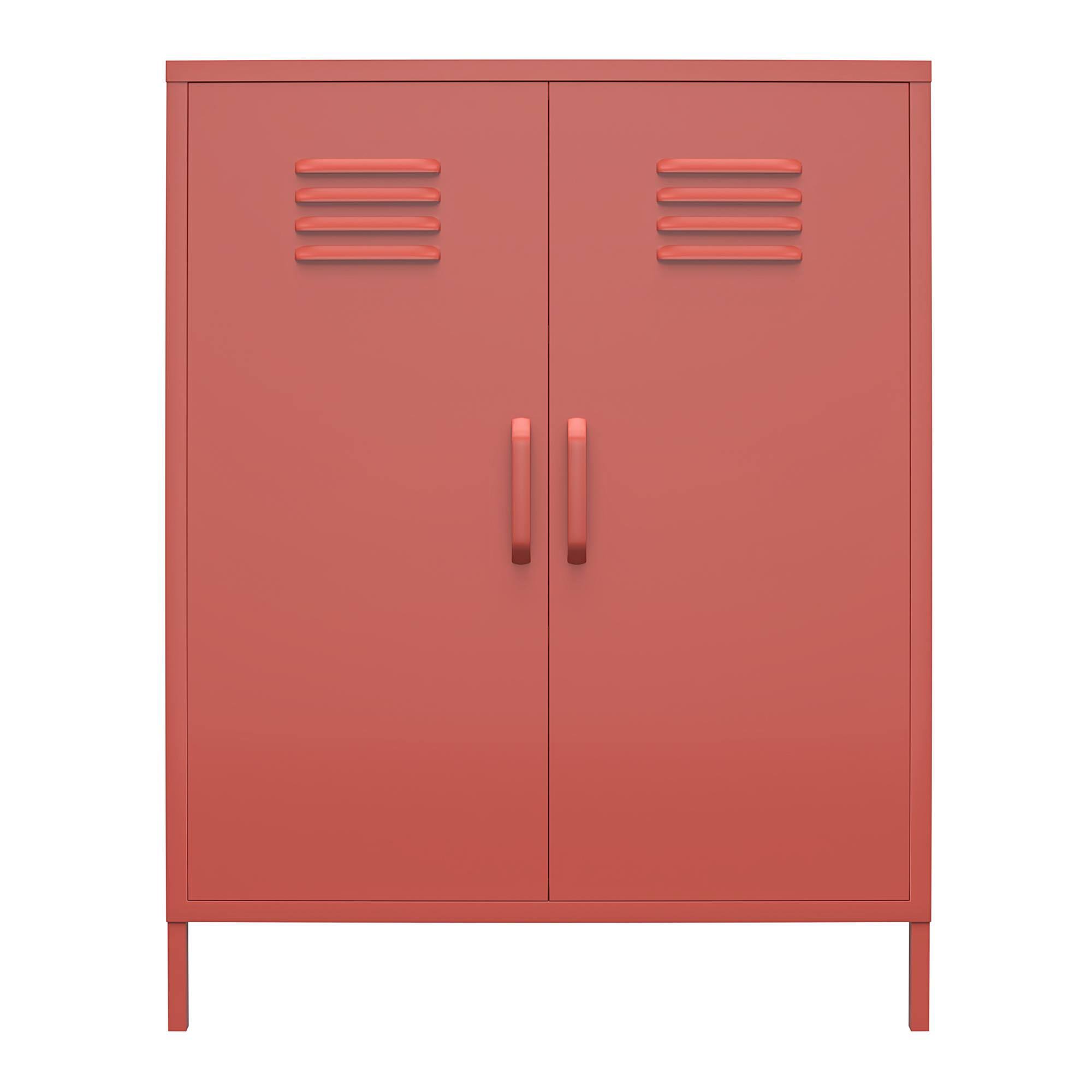 Shadwick 2 Door Metal Locker Style Accent Storage Cabinet, Terracotta