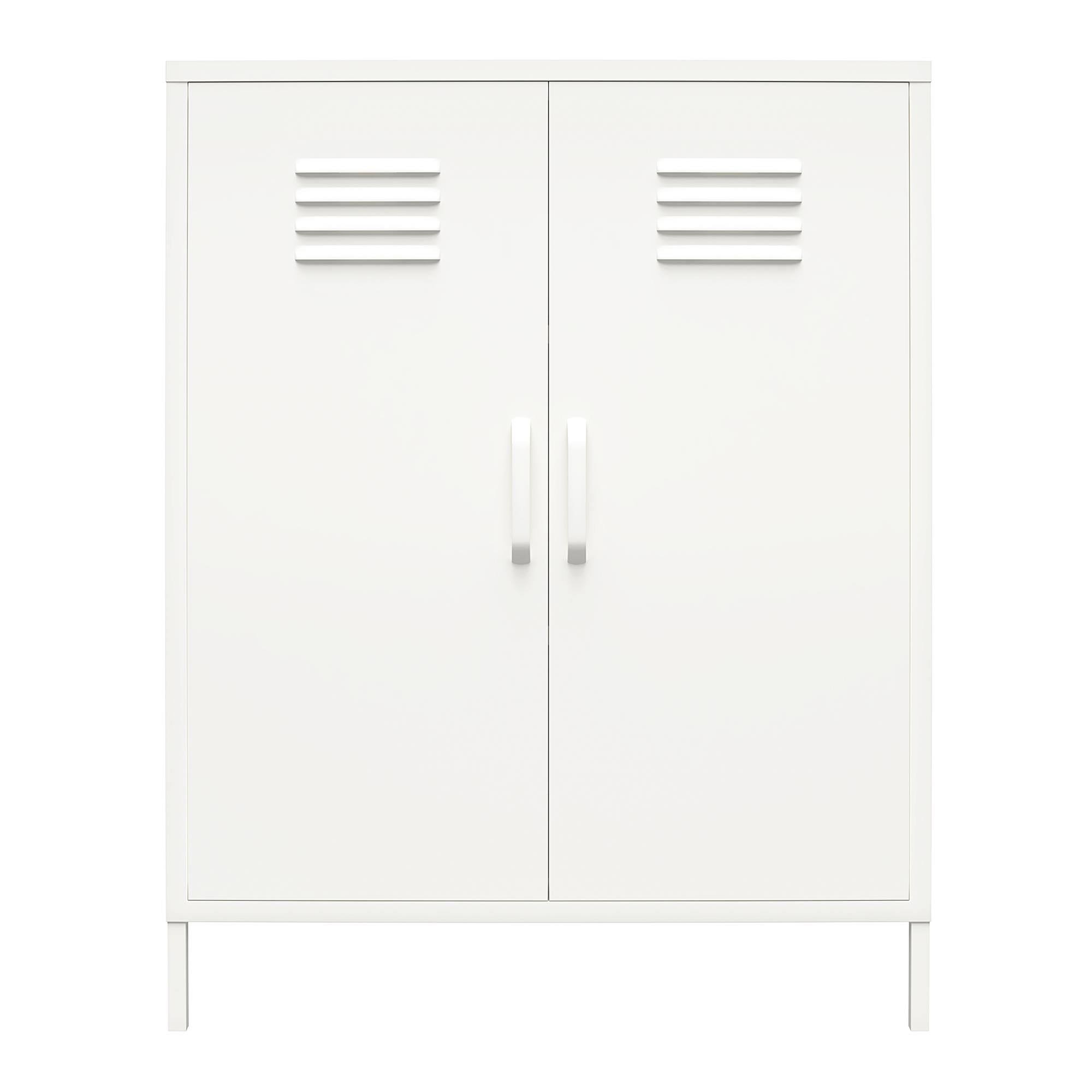Shadwick 2 Door Metal Locker Style Storage Accent Cabinet, White