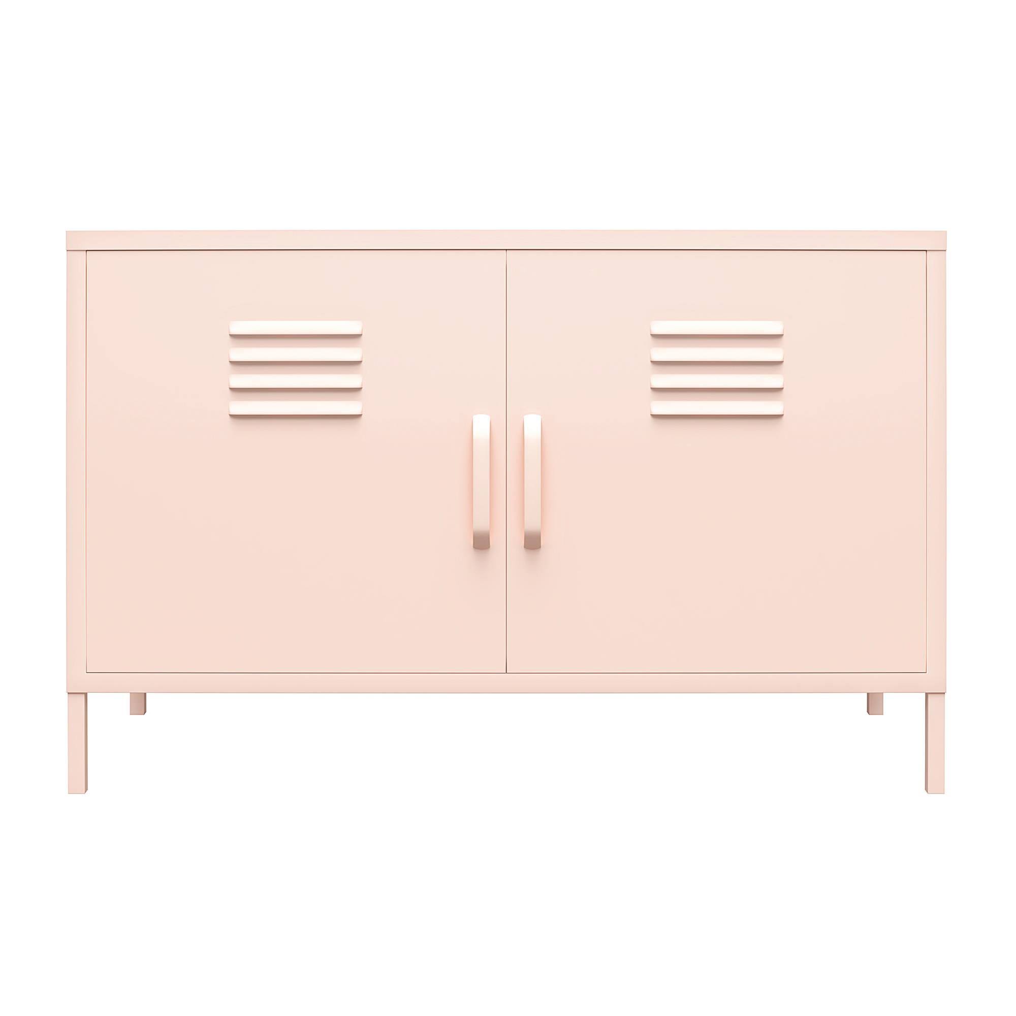 Shadwick 2 Door Wide Metal Locker Accent Storage Cabinet, Pink