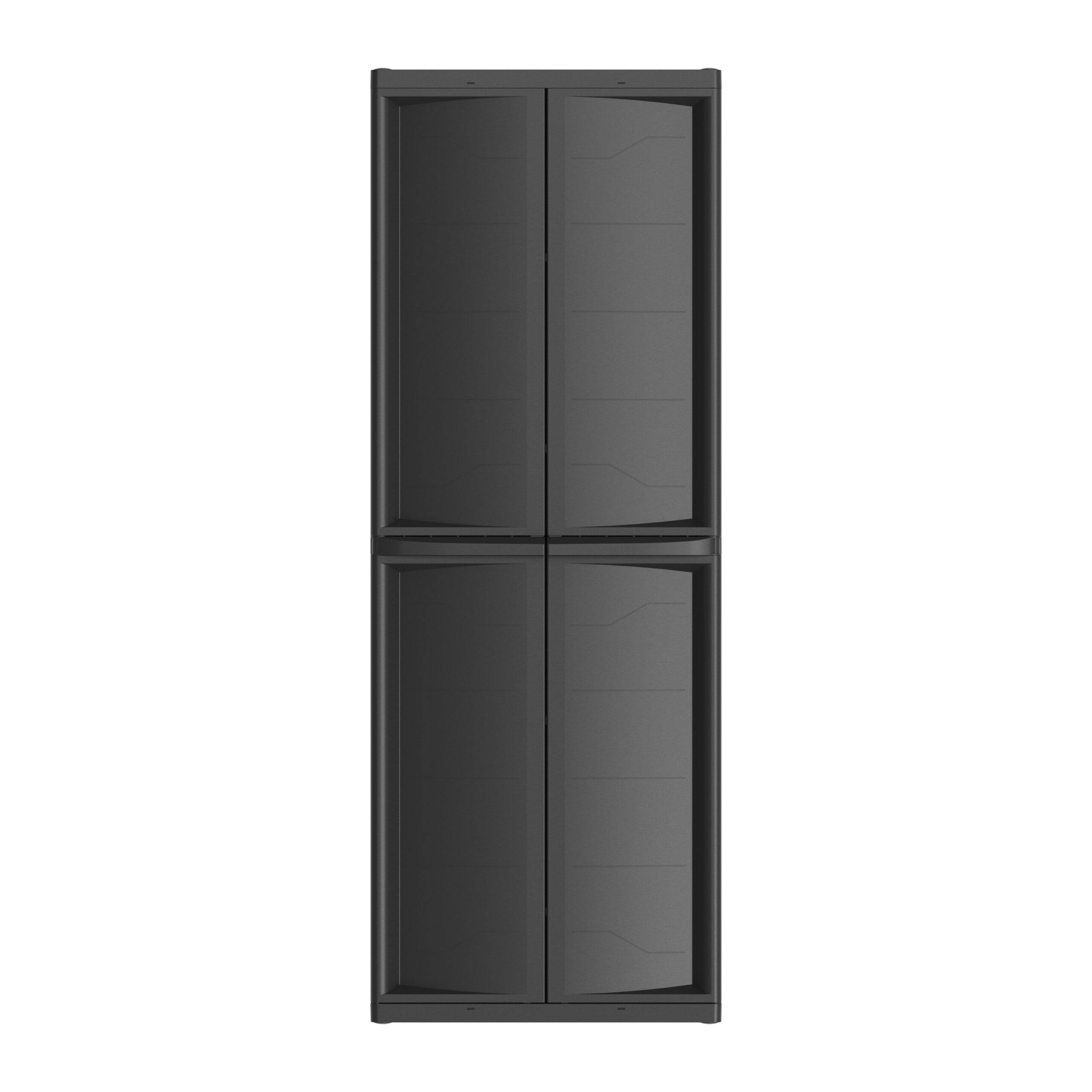 Plastic 4-Shelf Garage Storage Plastic Utility Cabinet, Black