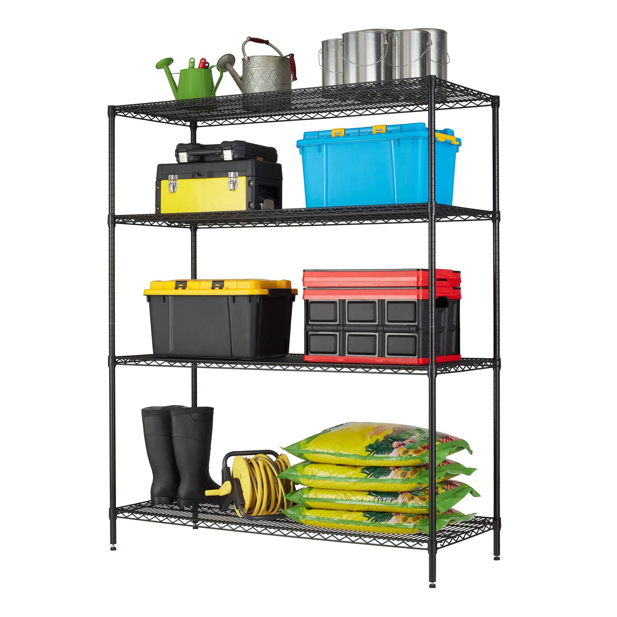 24 Dx60 Wx72 H 4 Shelf Commercial Wire Shelving Black Steel Each Shelf Capacity 1000 lbs