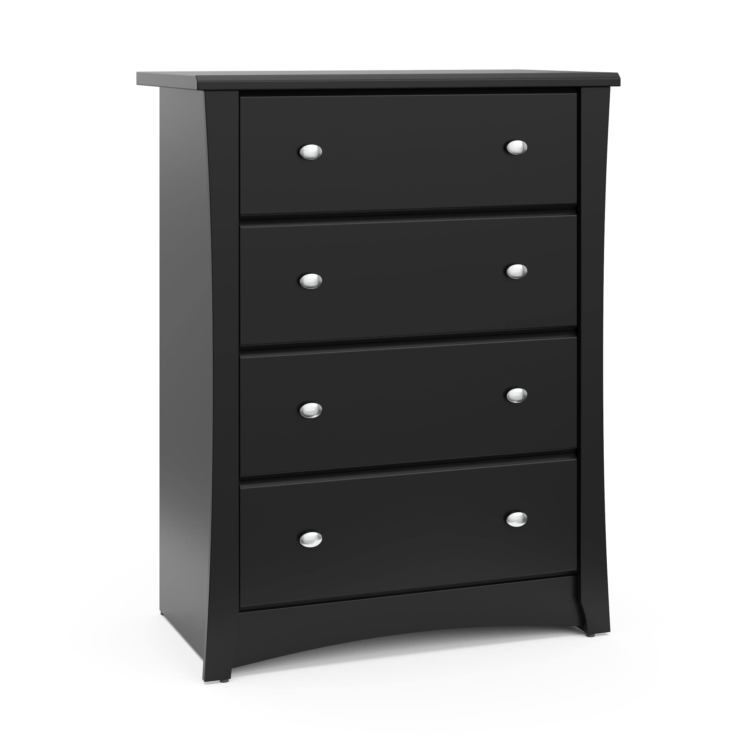 Crescent 4 Drawer Modern Vertical Dresser Black