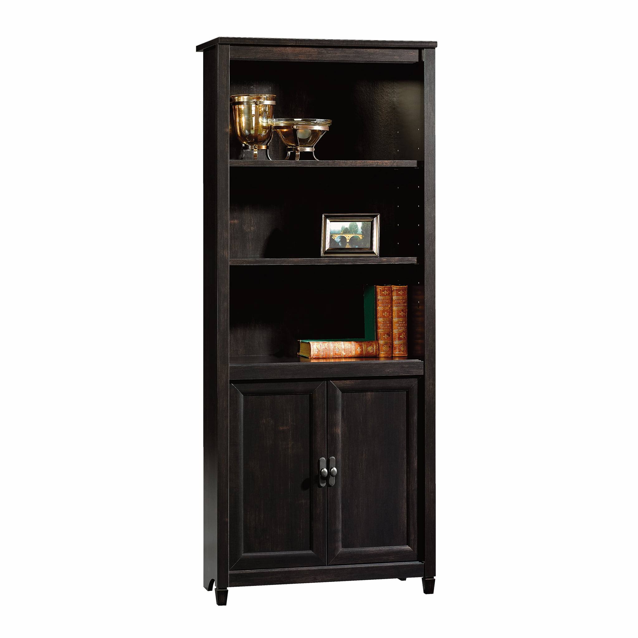 Edge Water Library Bookcase with Doors, Estate Black Finish