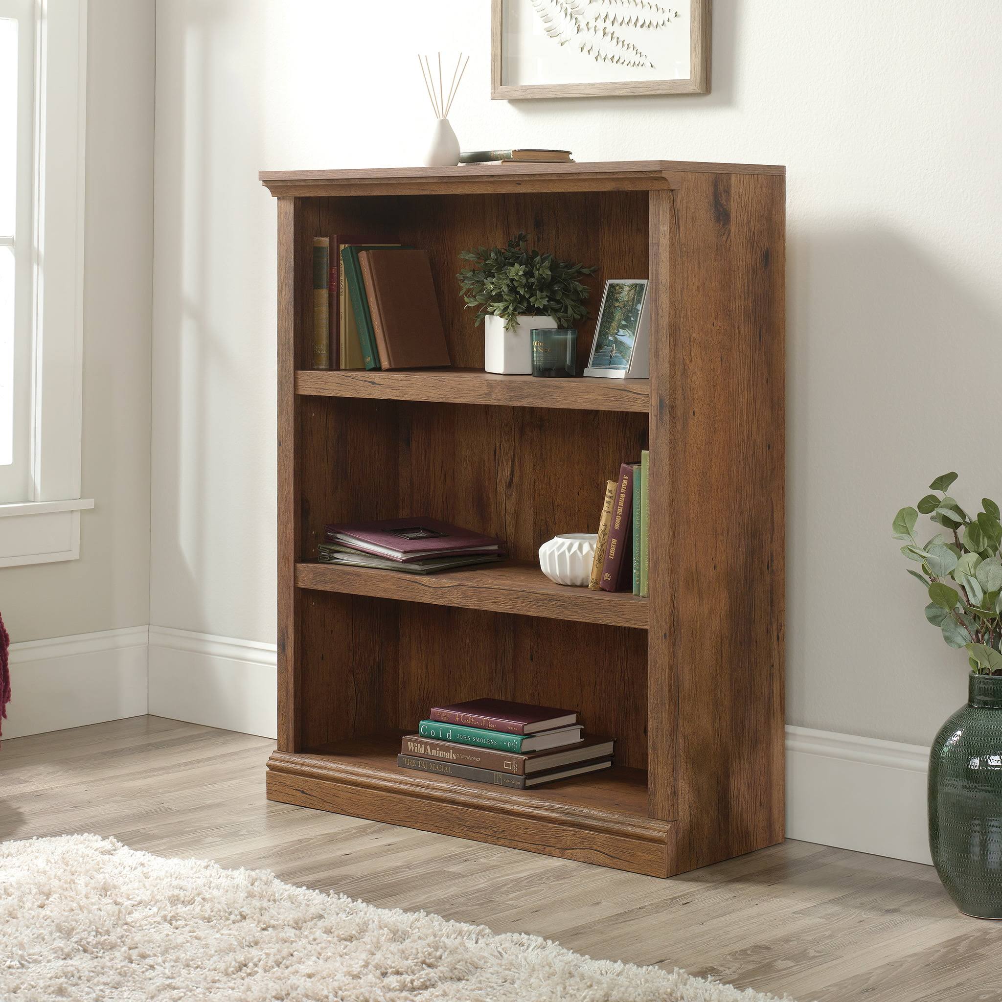 Miscellaneous Storage 3-Shelf Bookcase, Vintage Oak Finish