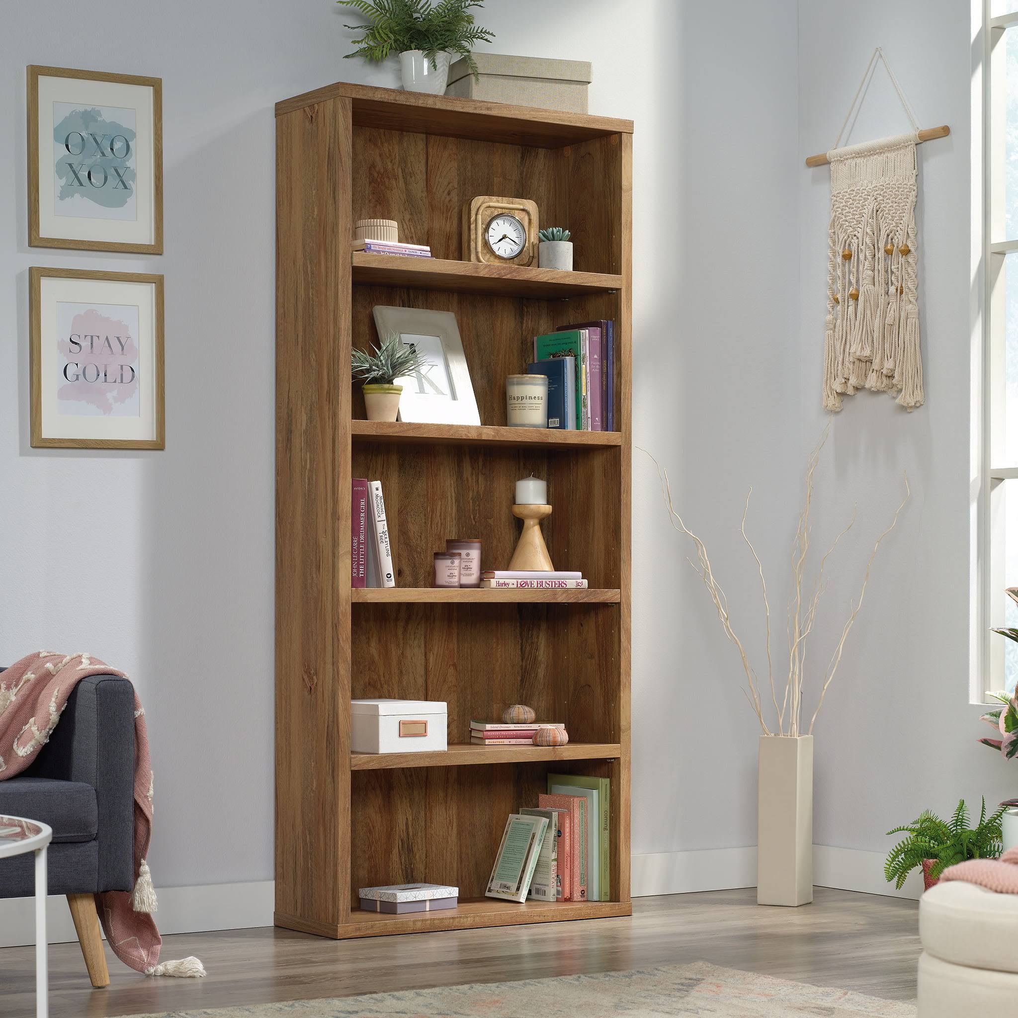 5-Shelf Wood Bookcase, Sindoori Mango Finish
