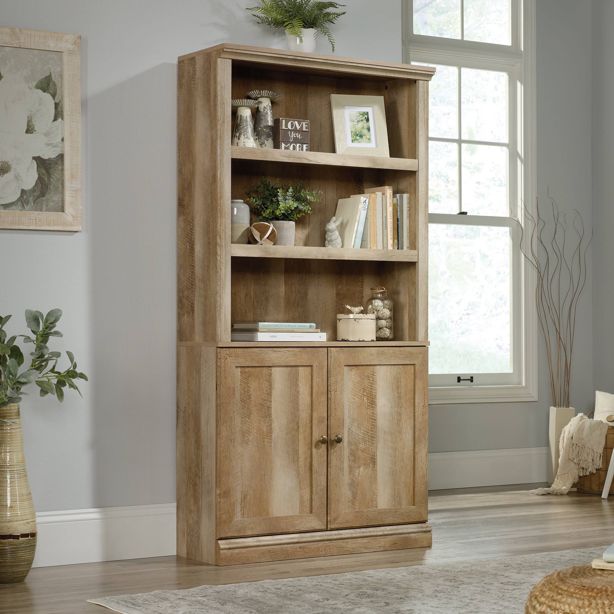 5-Shelf Bookcase with 2 Doors, Lintel Oak Finish