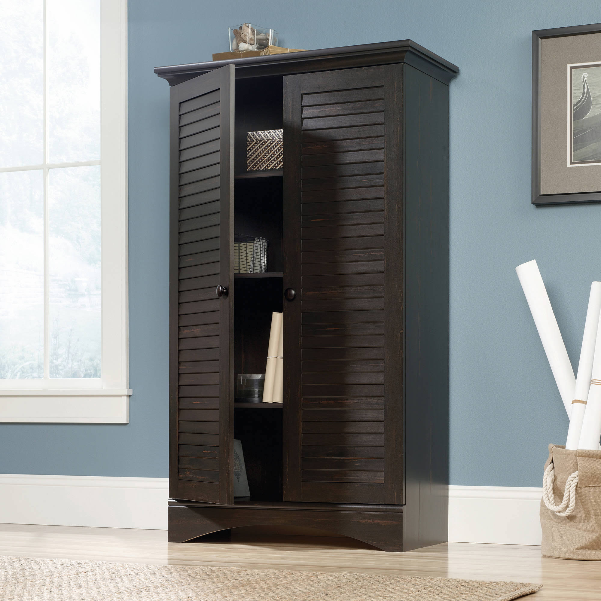 Harbor View Storage Cabinet, Antiqued Paint