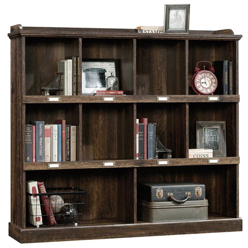 Barrister Lane Storage Bookcase with ID Label Tags, Iron Oak Finish