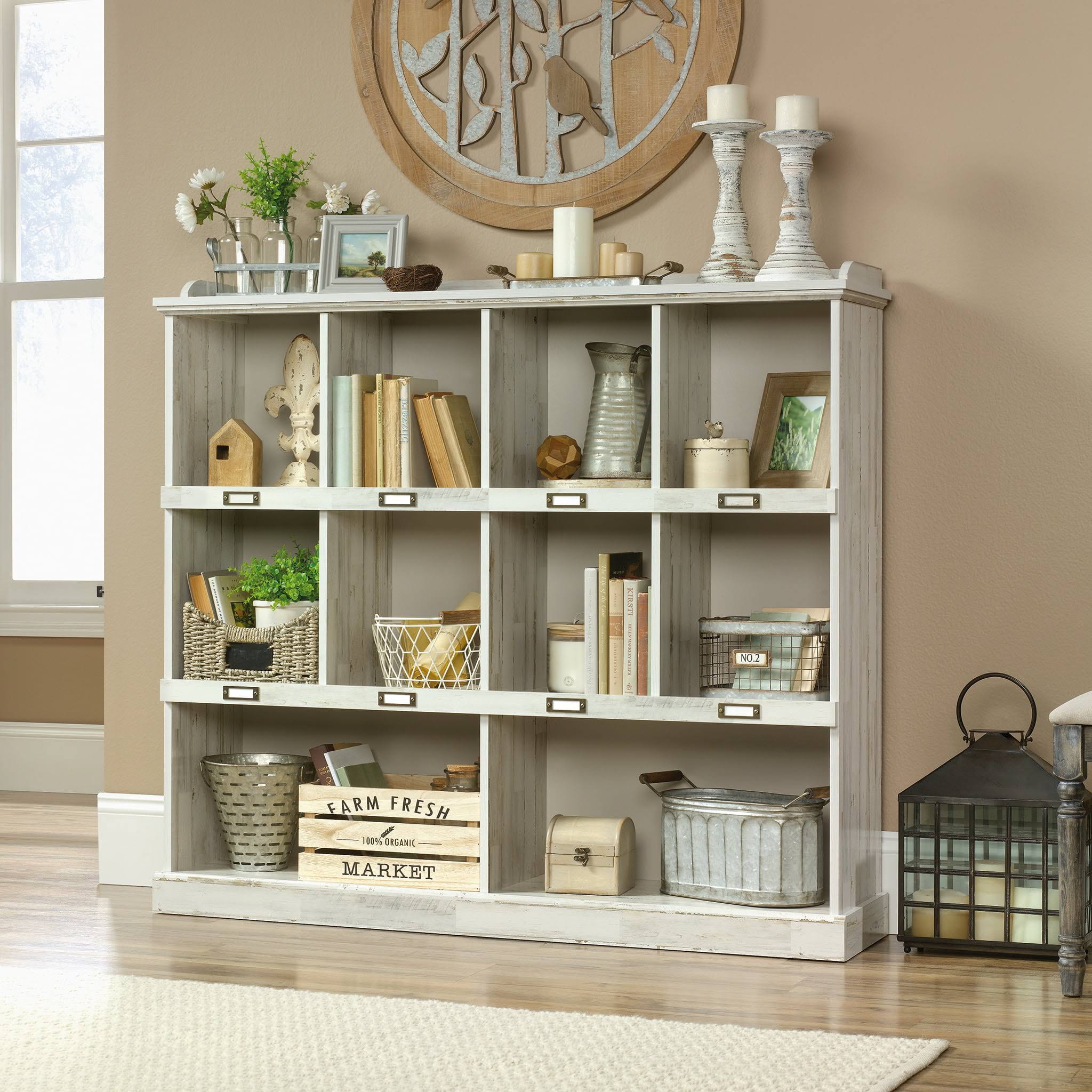 Barrister Lane Storage Bookcase, White Plank Finish