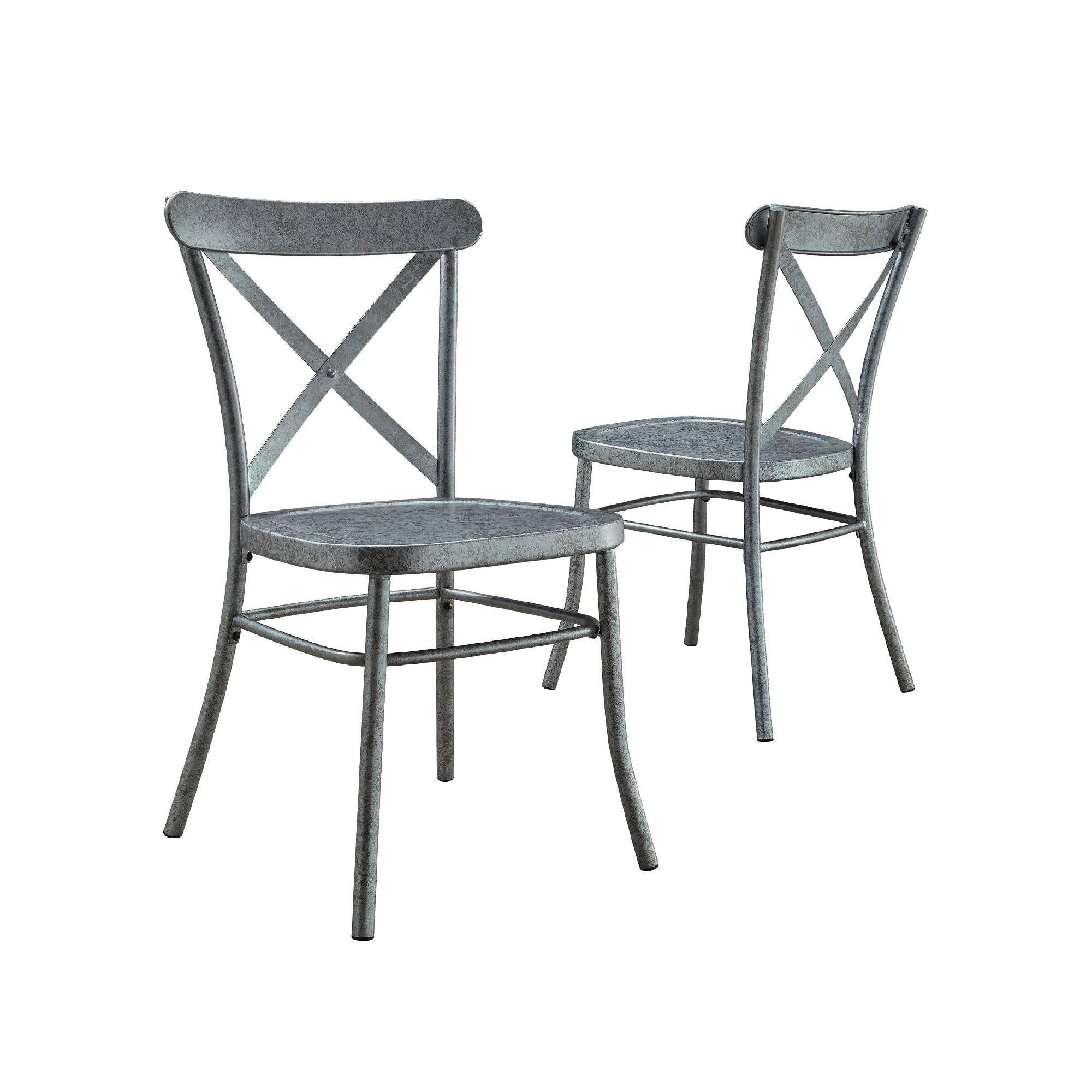and Gardens Collin Distressed Dining Chair, Set of 2, Multiple Finishes, Silver