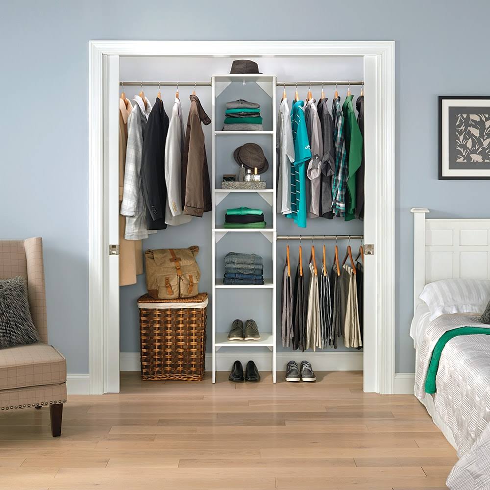 BrightWood 4-ft to 9-ft W x 6.85-ft H White Wood Closet System