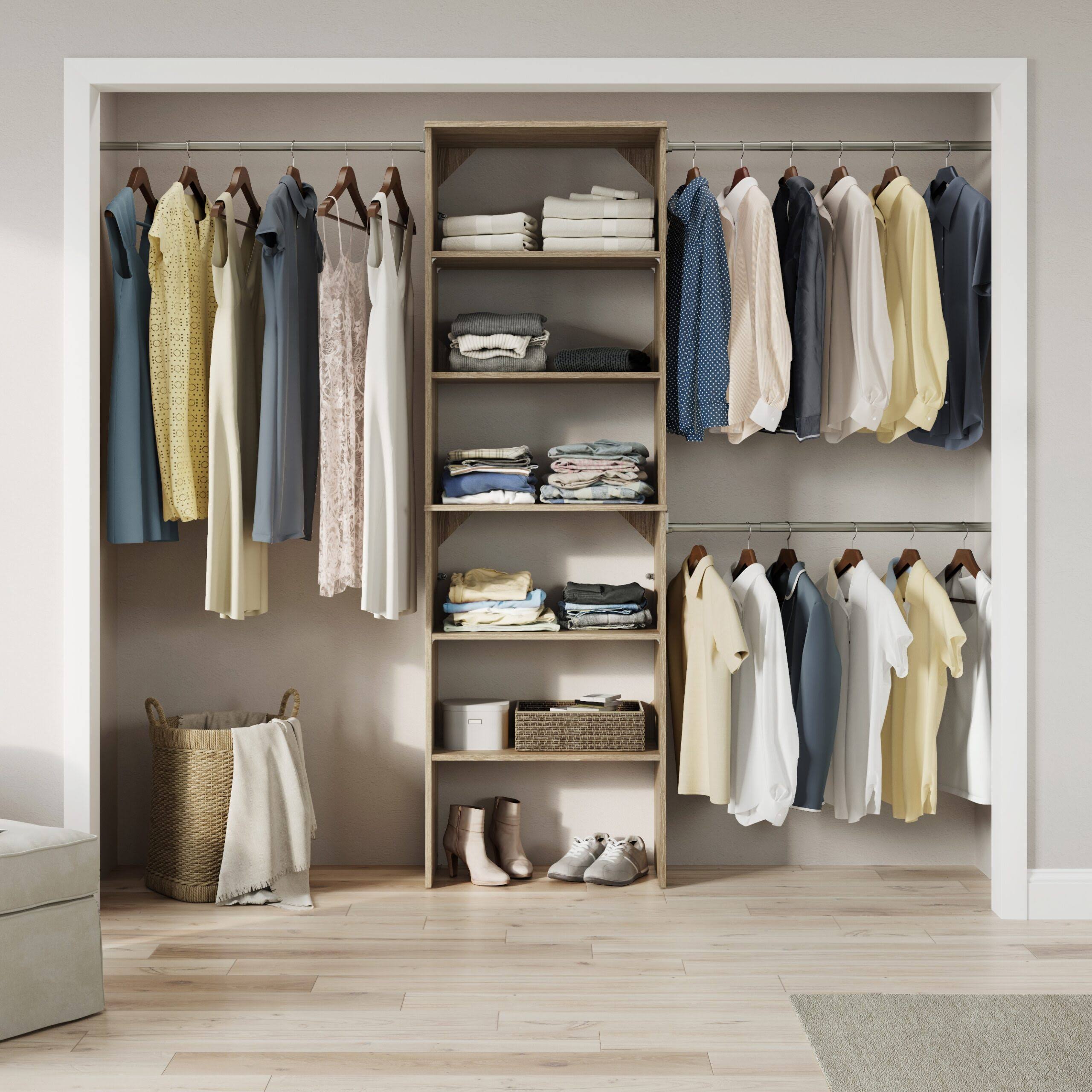 BrightWood 5-ft to 10-ft W x 6.85-ft H Latte Wood Closet System