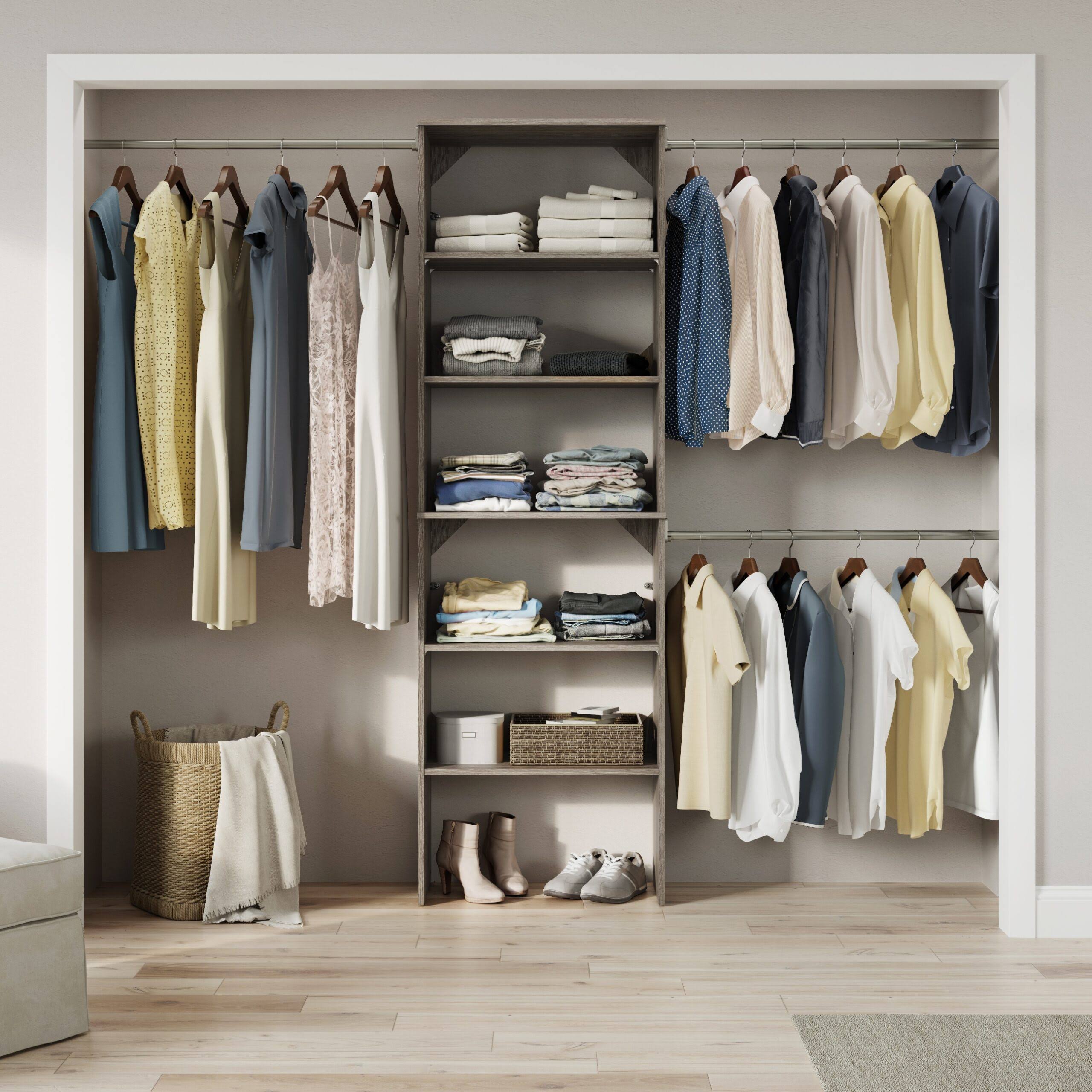 BrightWood 5-ft to 10-ft W x 6.85-ft H Ash Wood Closet System