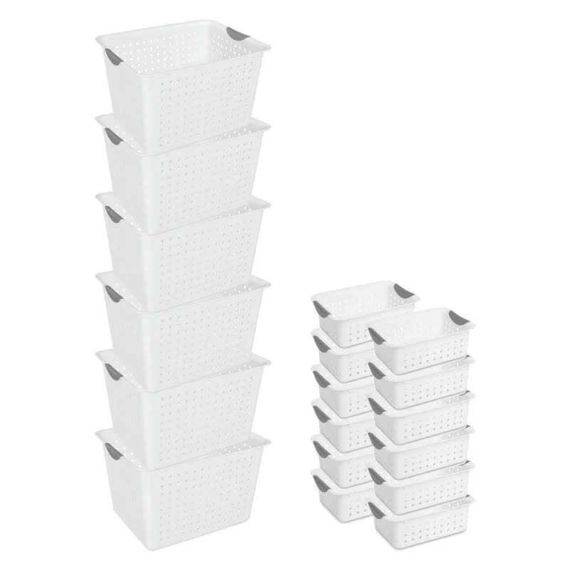 16 in. H x 13.13 in. W x 10 in. D White Plastic Cube Storage Bin 6-Pack