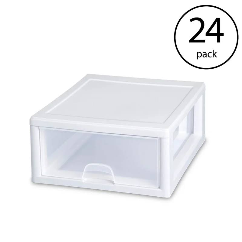 16 Qt Single Box Modular Stacking Storage Drawer Container (24 Pack)