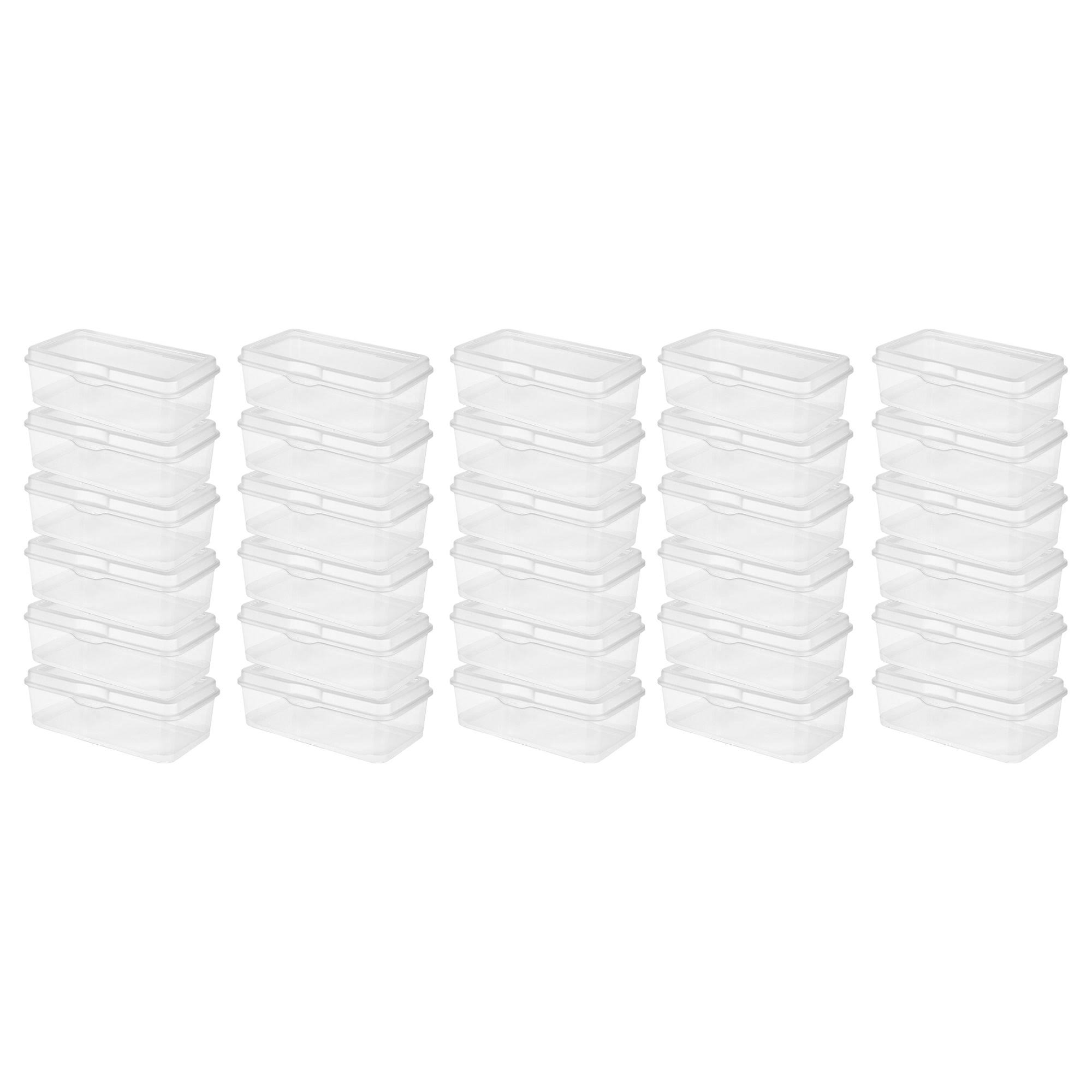 Plastic FlipTop Latching Storage Box Container, Clear, 30 Pack