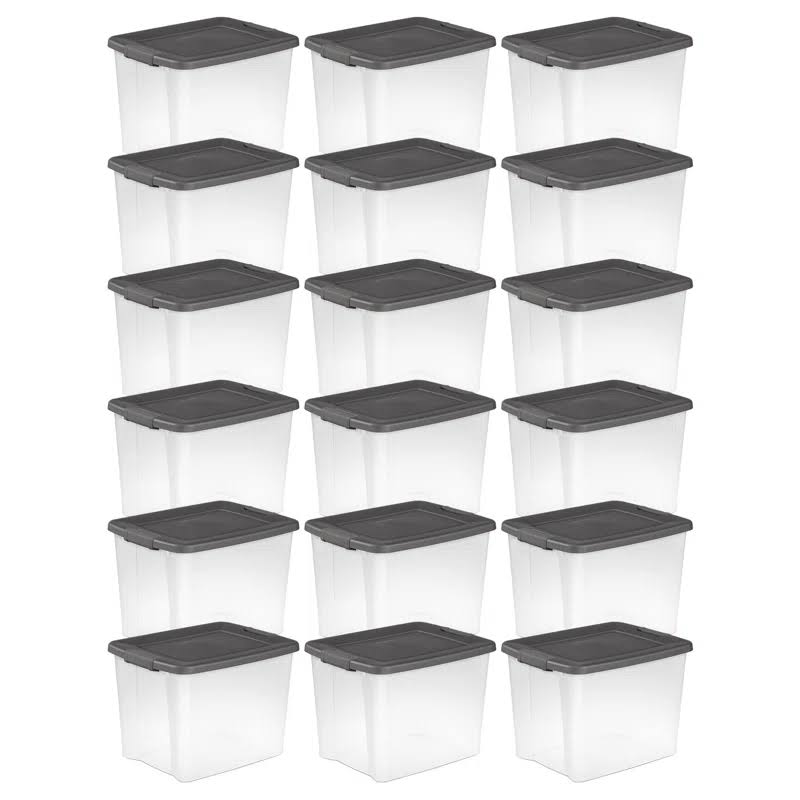 ShelfTotes 50 Quart Latched Plastic Storage Container, (18 Pack)