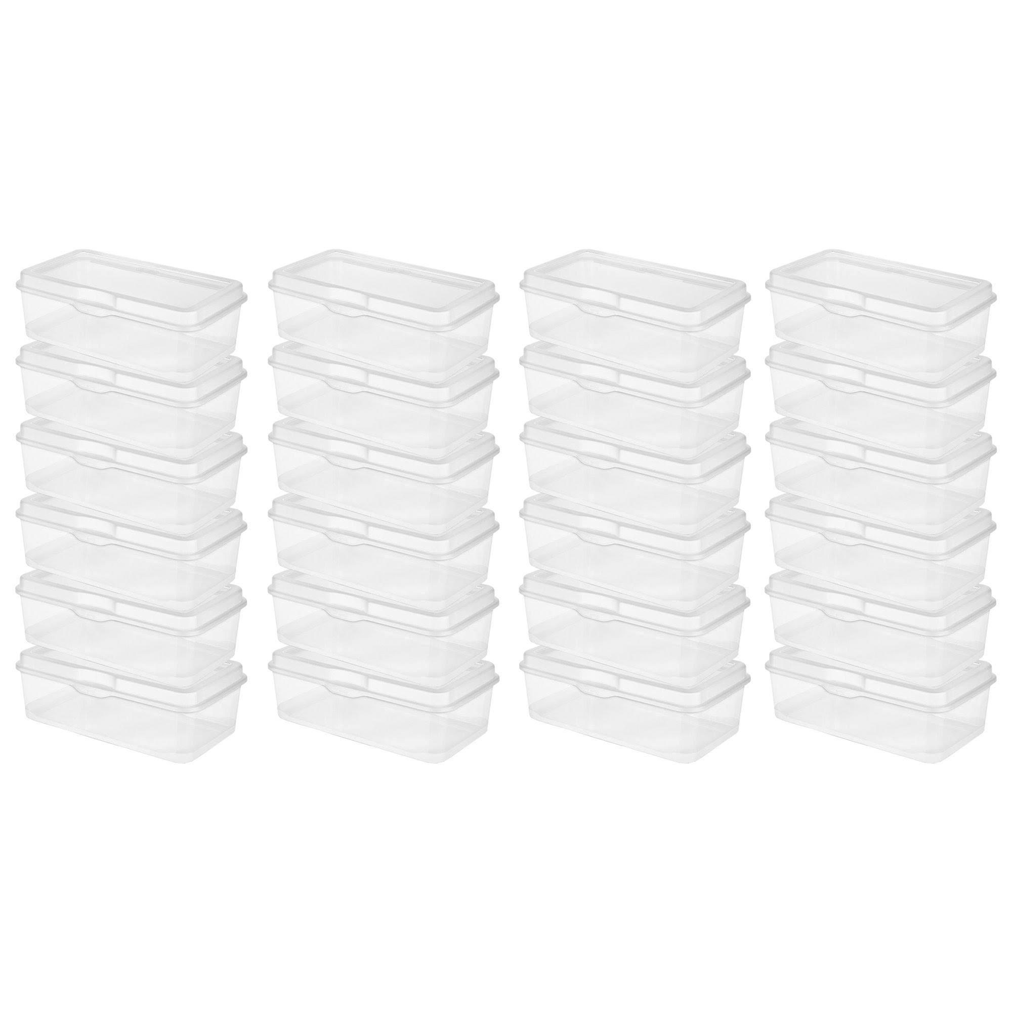 Plastic FlipTop Latching Storage Box Container, Clear, 24 Pack
