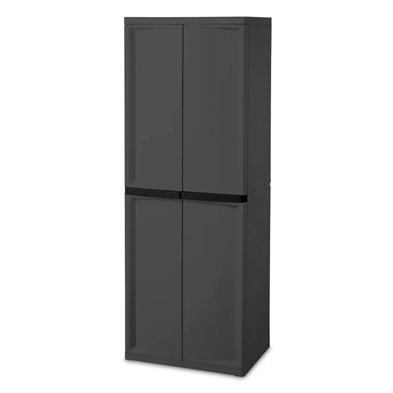 Adjustable 4-Shelf Gray Storage Cabinet with Doors
