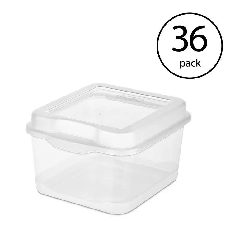 Clear Plastic Flip Top Latching Storage Box Container w/ Lid (36 Pack)