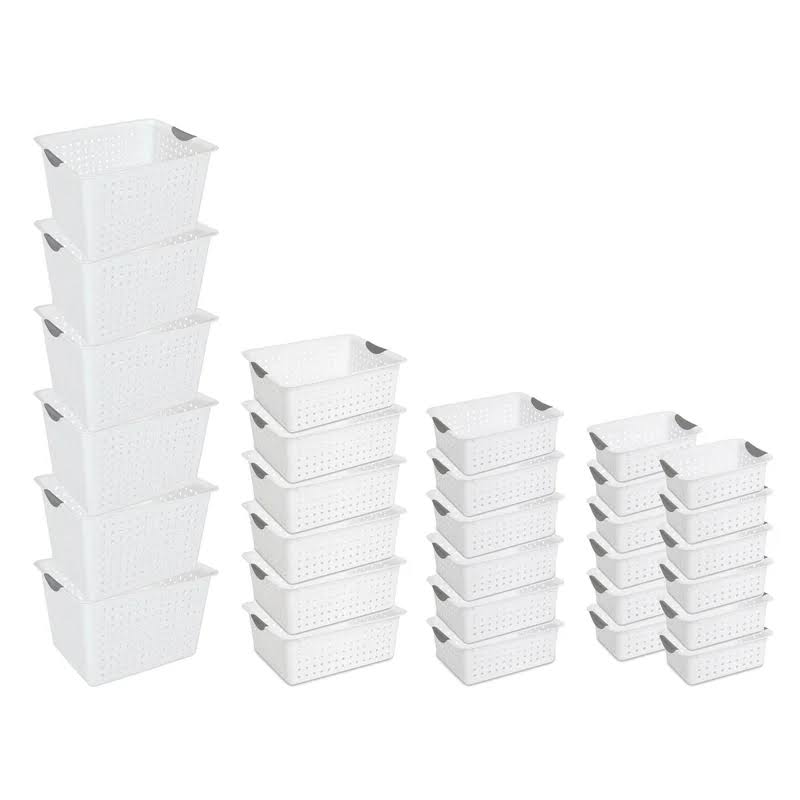 Multi-Size Plastic Storage Basket Bin Organizer Bundle Set (30 pieces)