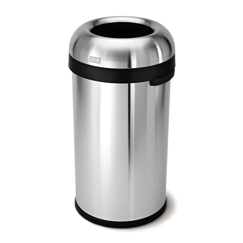 60 Liter / 16 Gallon Bullet Open Top Trash Can, Commercial Grade Heavy Gauge, Brushed Stainless Steel