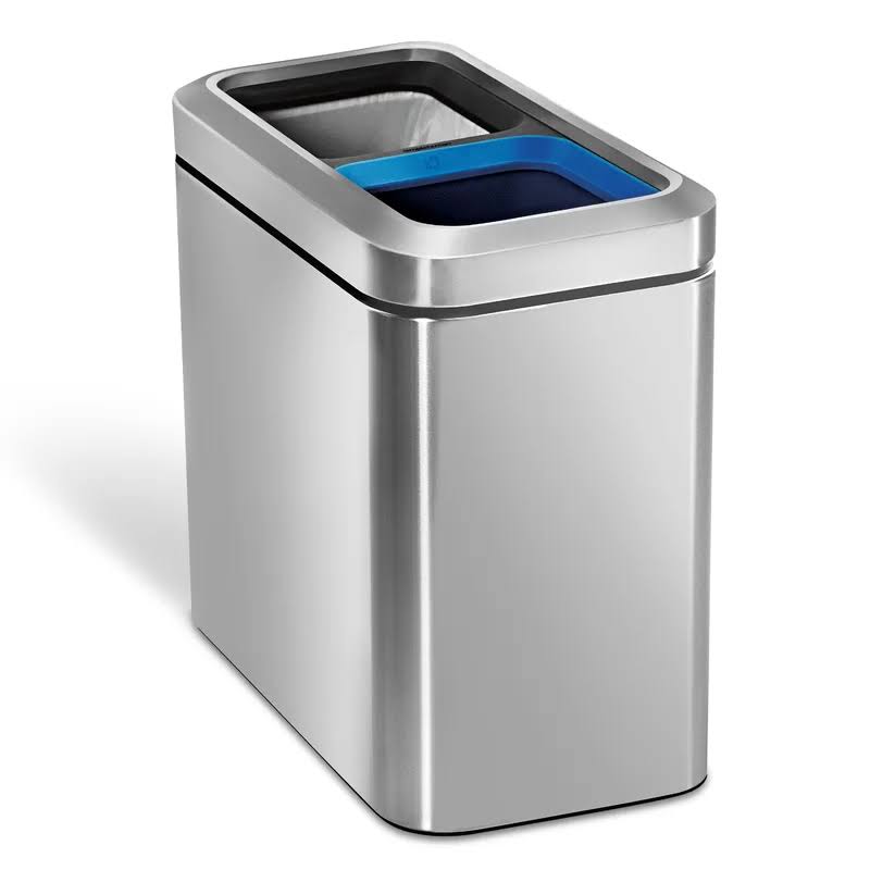 Trash Can, 20 Liter Dual, 5.3 Gallon, Brushed