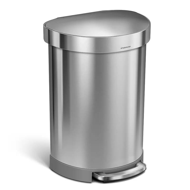 45 Liter/ 12 Gallon Semi-Round Hands-Free Step Trash Can, Brushed
