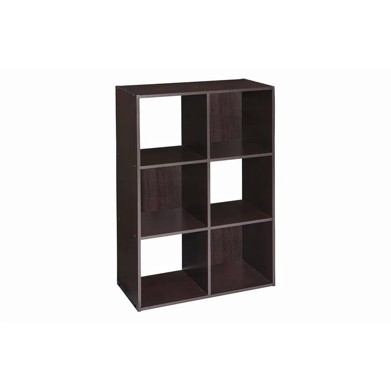 Cubeicals 6 Cube Storage Shelf Organizer Bookshelf Stackable, Vertical or Horizontal, Easy Assembly, Wood, Chocolate Finish