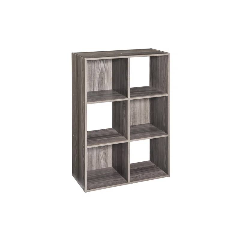 Cubeicals 6 Cube Storage Shelf Organizer Bookshelf Stackable, Vertical or Horizontal, Easy Assembly, Wood, Natural Gray Finish