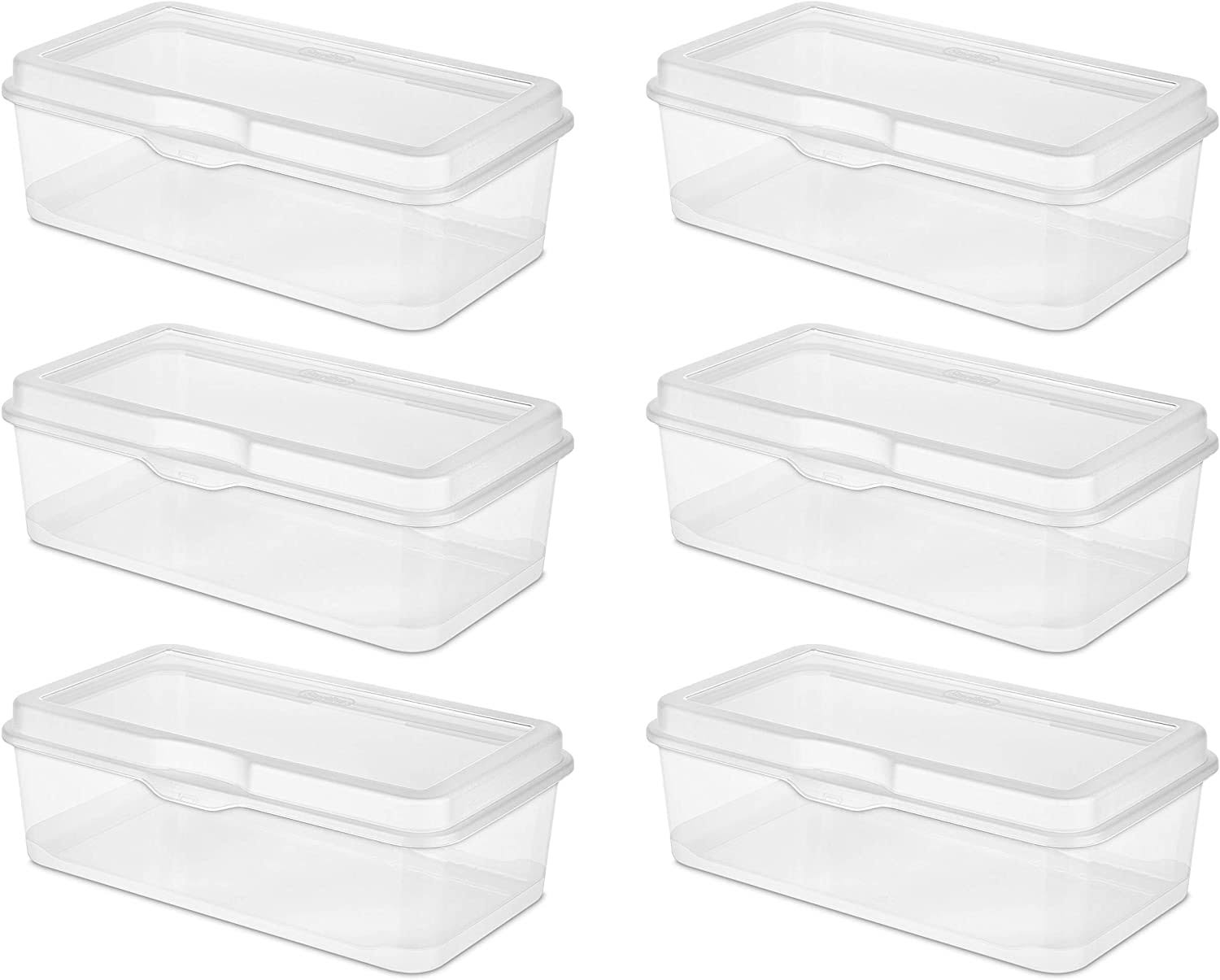18058606 Large Flip Top, Clear, 6-Pack