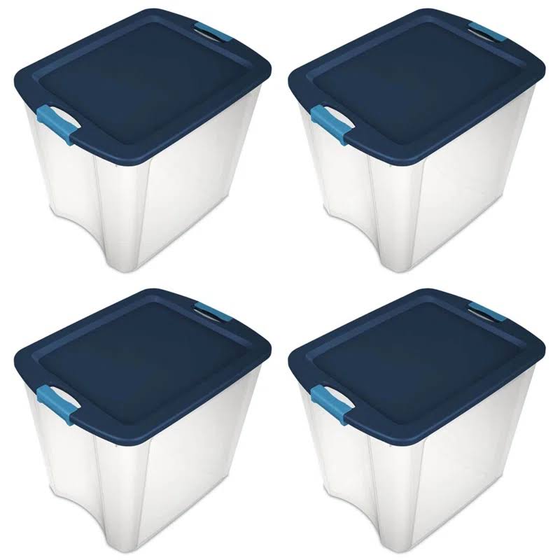 14489604 26 Gallon/98 Liter Latch and Carry, True Blue Lid and Clear Base with Blue Aquarium Latches, Pack of 4