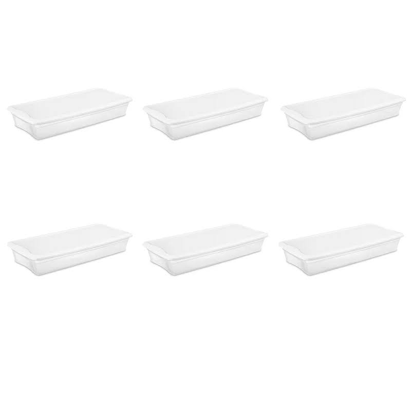 19608006 41 Quart/39 Liter Underbed Storage Box, Clear with White Lid, 6-Pack
