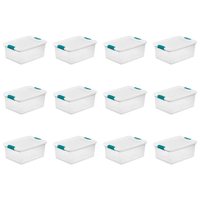 15 Qt./14 L Latching Box Clears, Quart, White, 12 Piece
