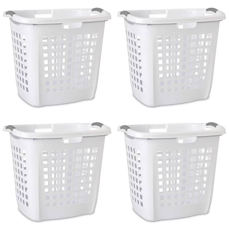 12258004 Ultra Easy Carry Hamper, White Hamper w/Titanium Inserts, 4-Pack