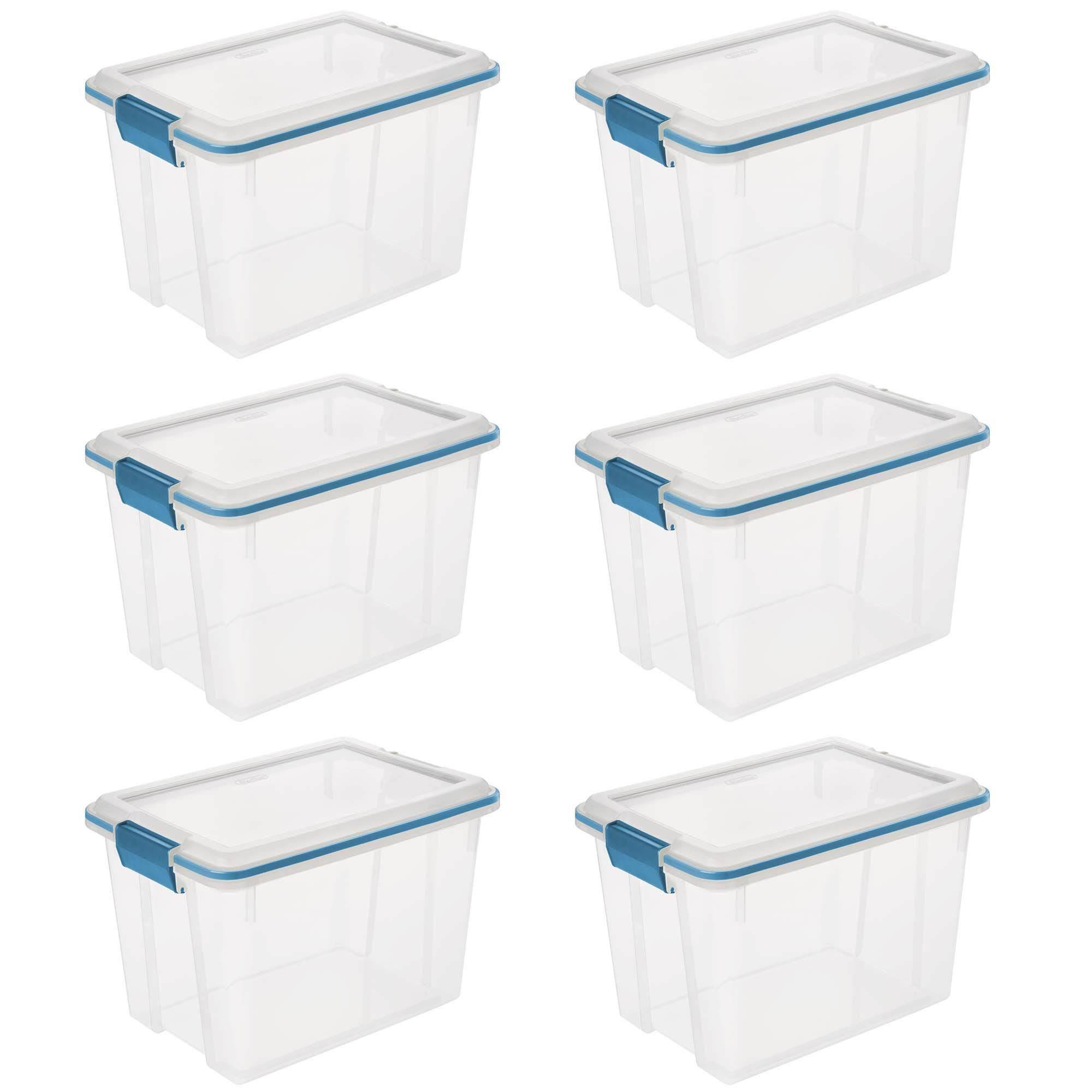 20 Quart Clear Plastic Stacking Storage Container with Gasket Lid (6 Pack)