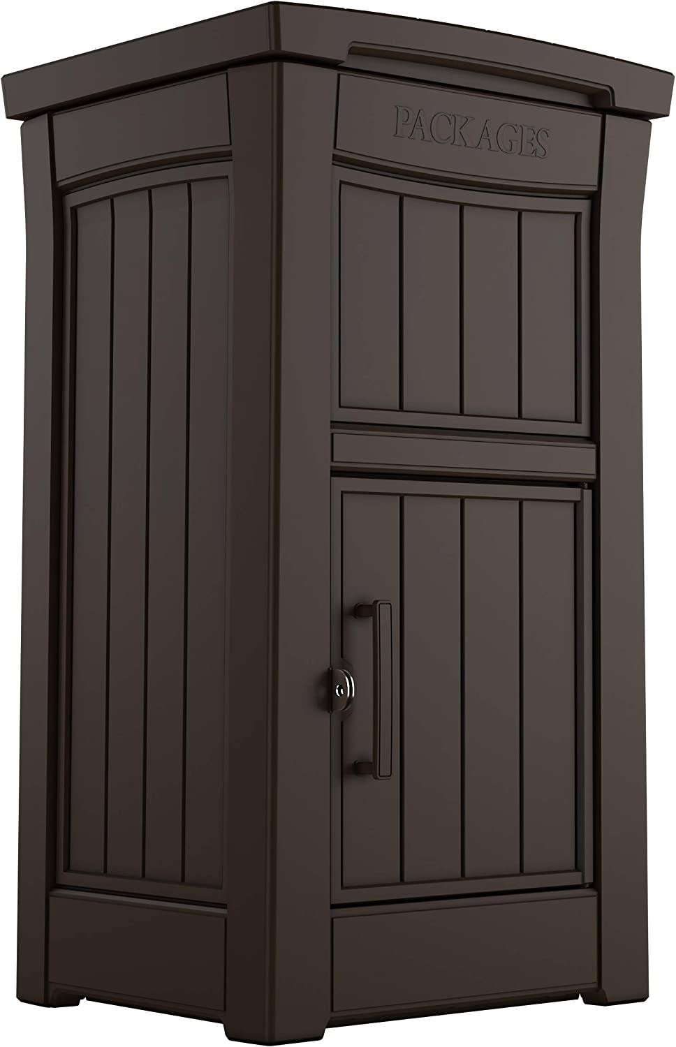 245523 Delivery Box for Porch with Lockable Secure Storage Compartment to Keep Packages Safe, One size, Brown