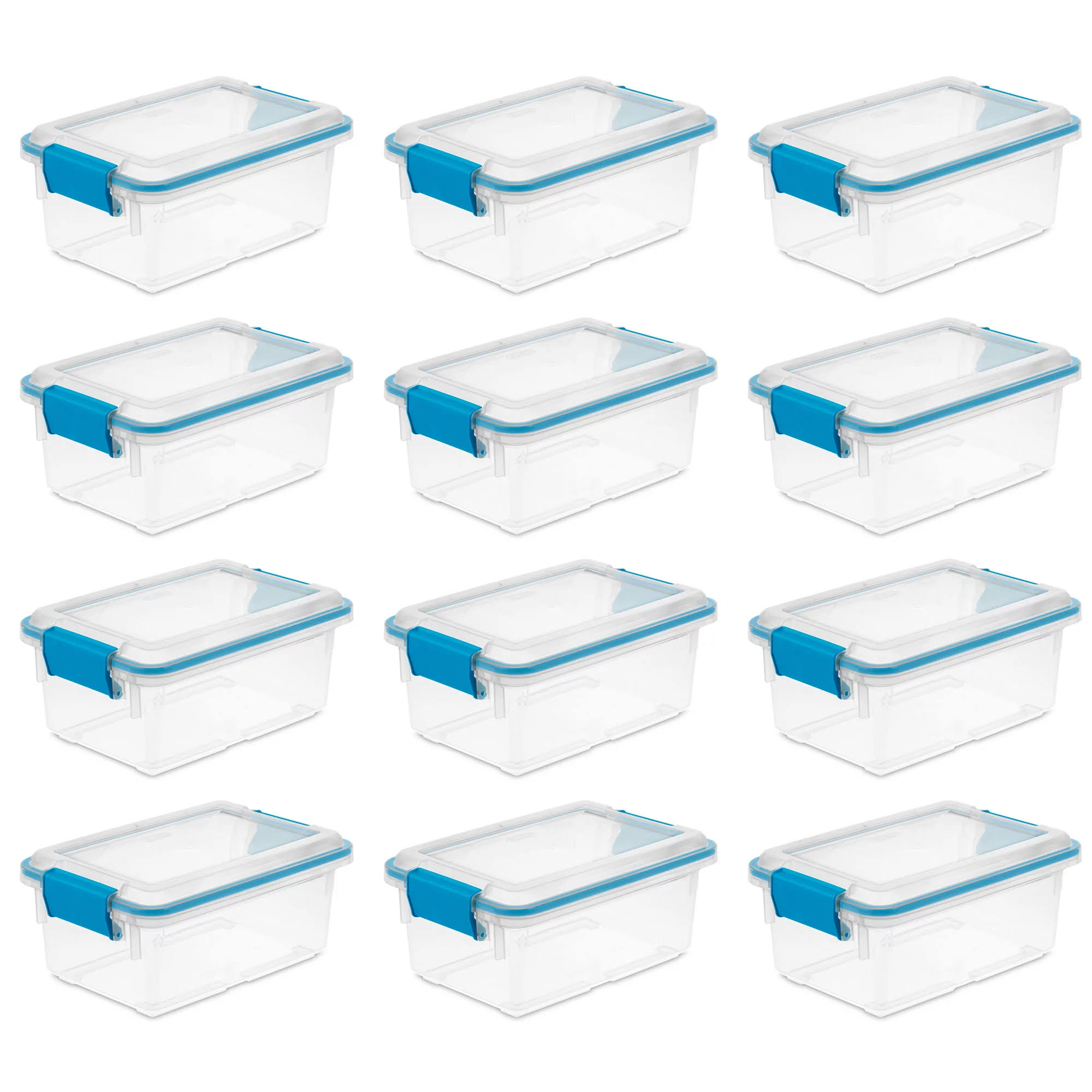 7.5 Quart Clear Plastic Storage Box   Lid w/ Blue Latches (12 Pack)