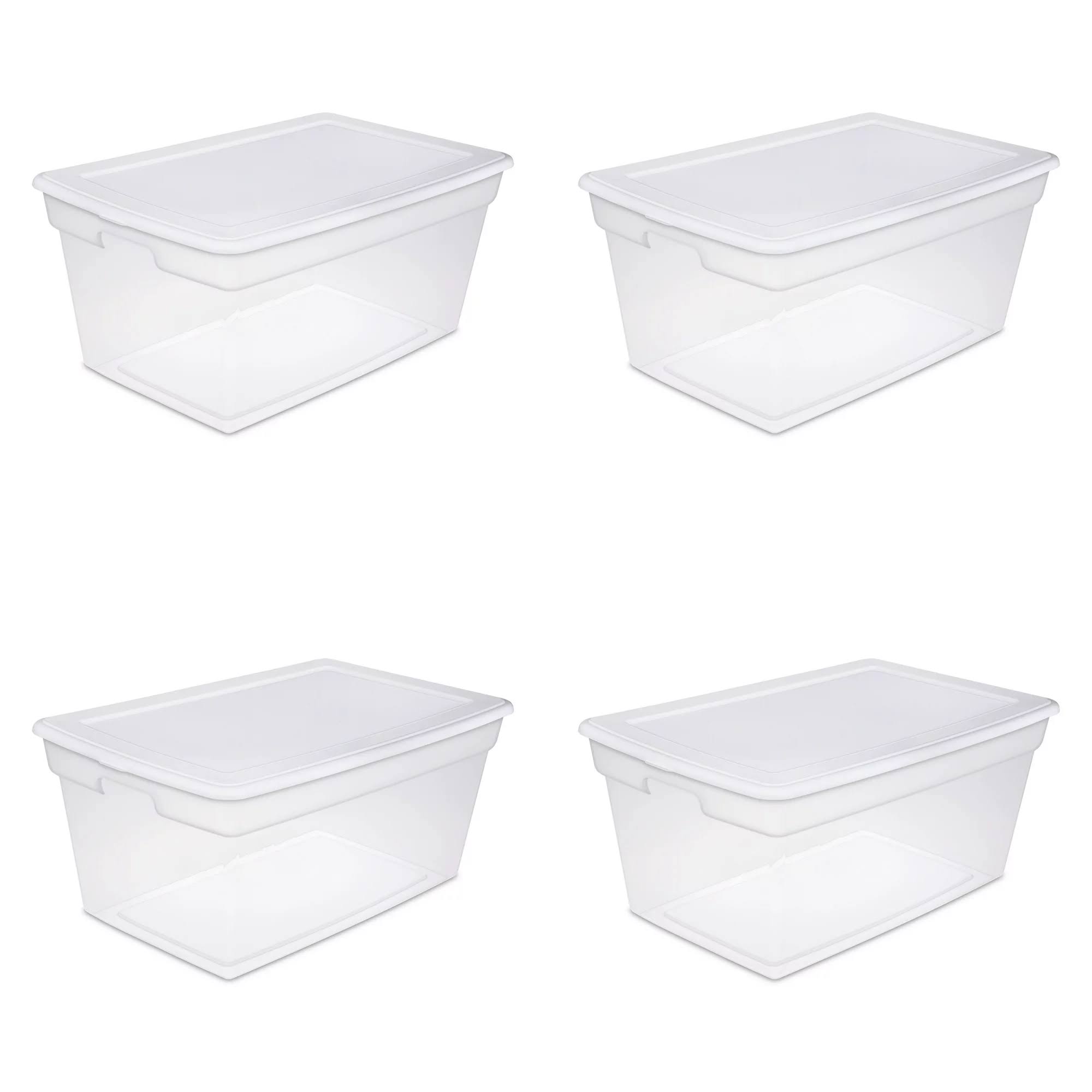 90 Qt. Storage Box Plastic, White, Set of 4
