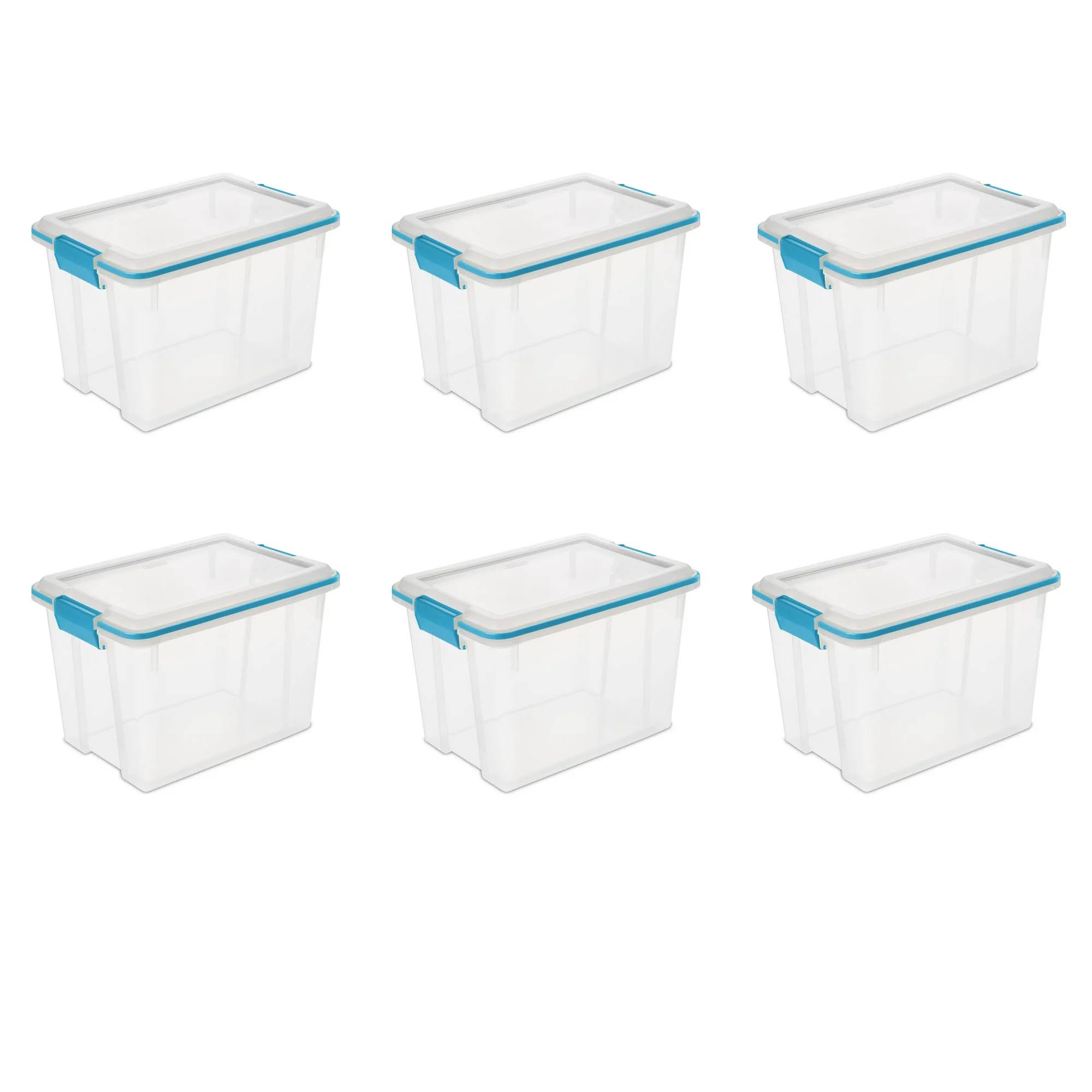 20 Qt. Gasket Box Plastic, Blue Aquarium, Set of 6