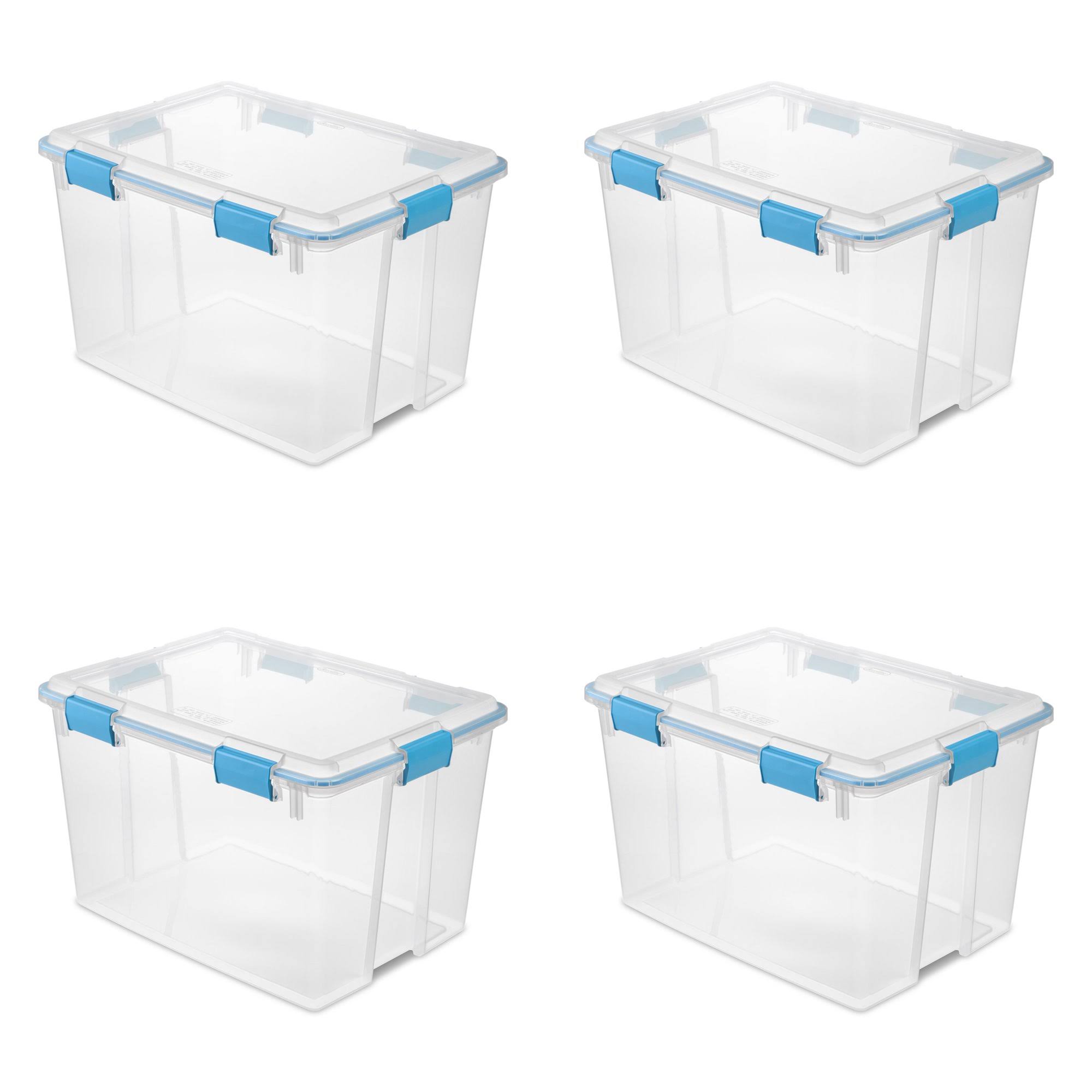 80 Qt. Gasket Box Plastic, Blue Aquarium, Set of 4