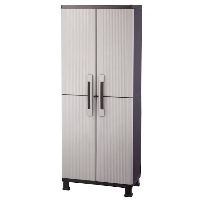 Utility cabinet Plastic Freestanding Garage Cabinet in Gray (26.8-in W x 68-in H x 14.8-in D)