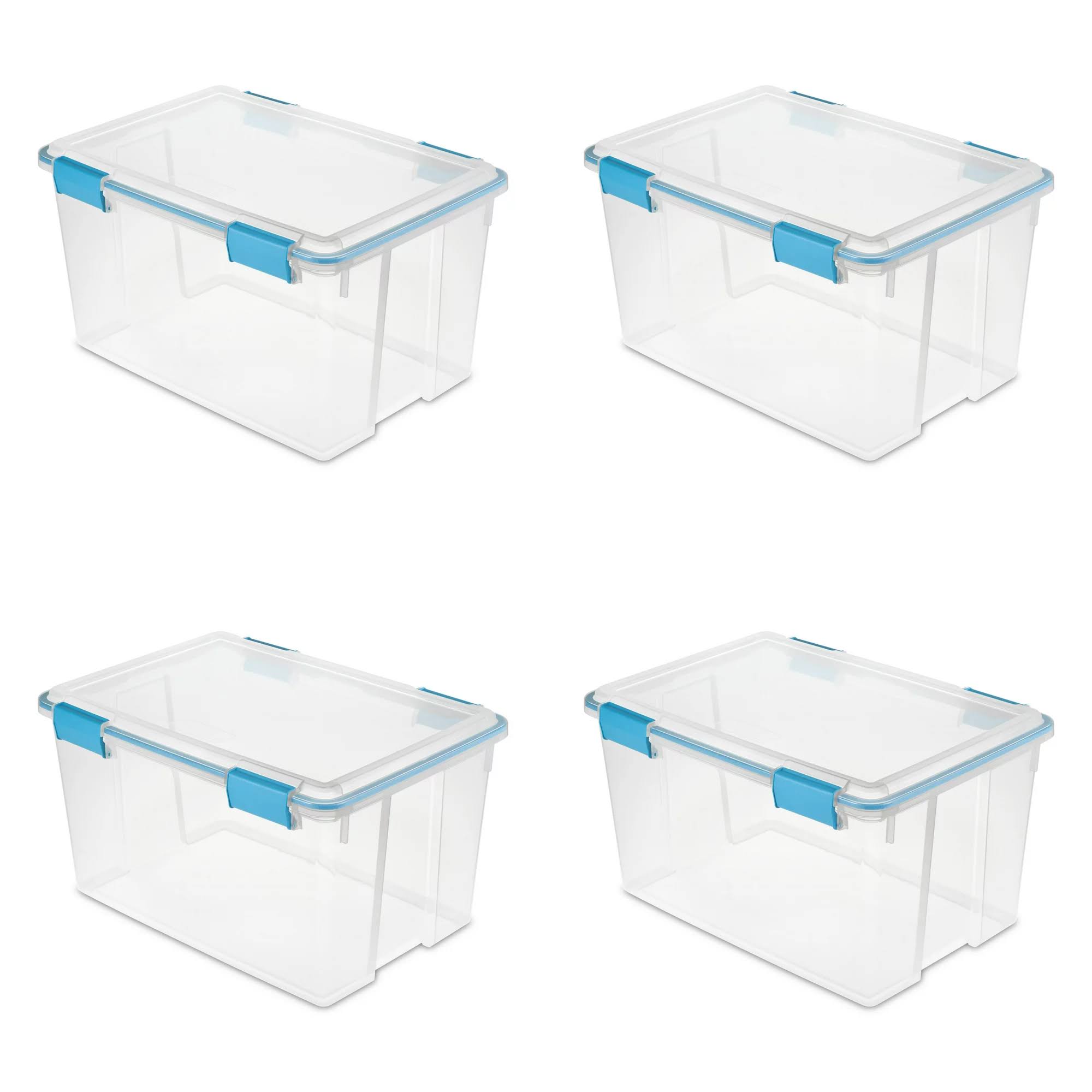 54 Qt. Gasket Box Plastic, Blue Aquarium, Set of 4