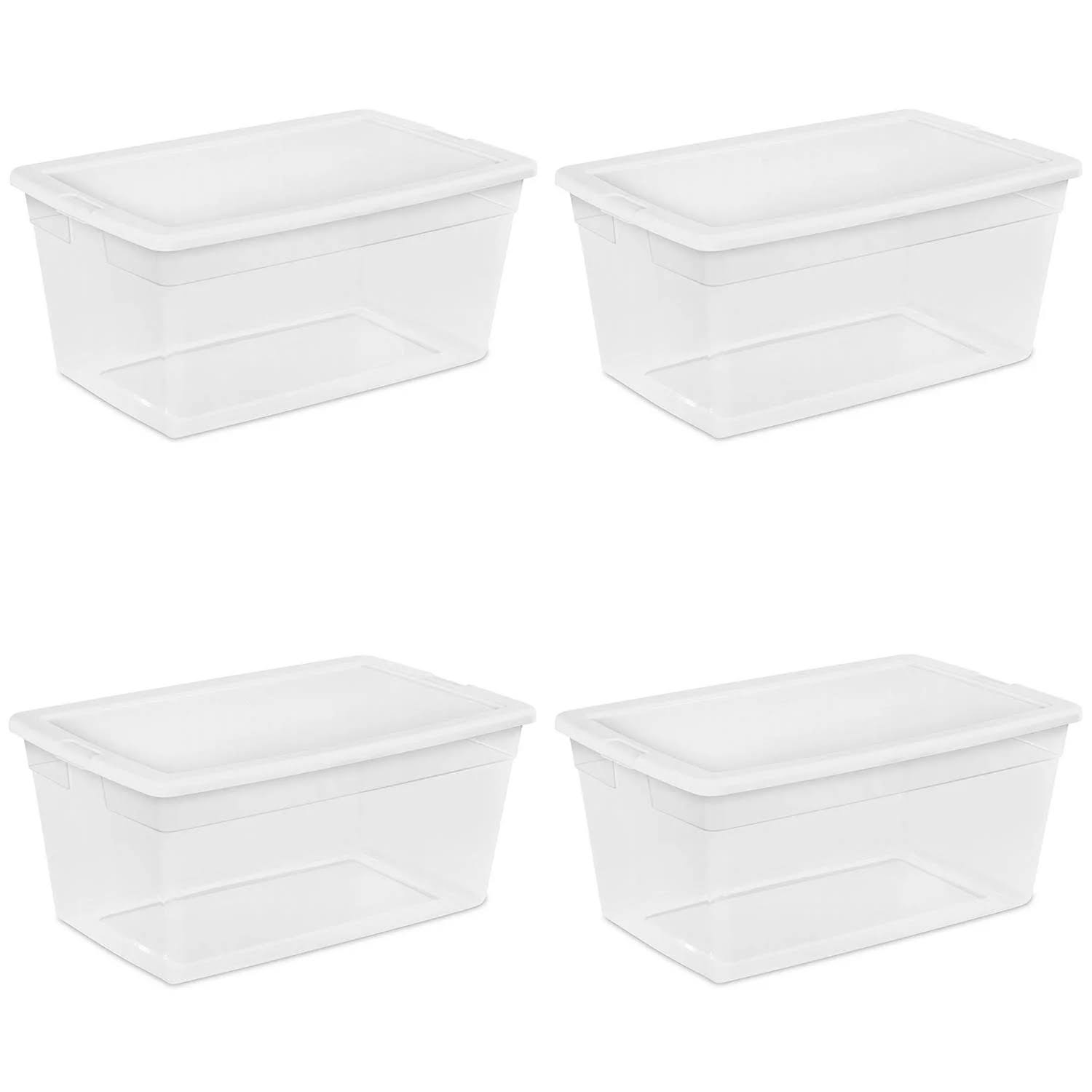90-Quart Storage Box with Clear Base and White Lid (4 Pack)