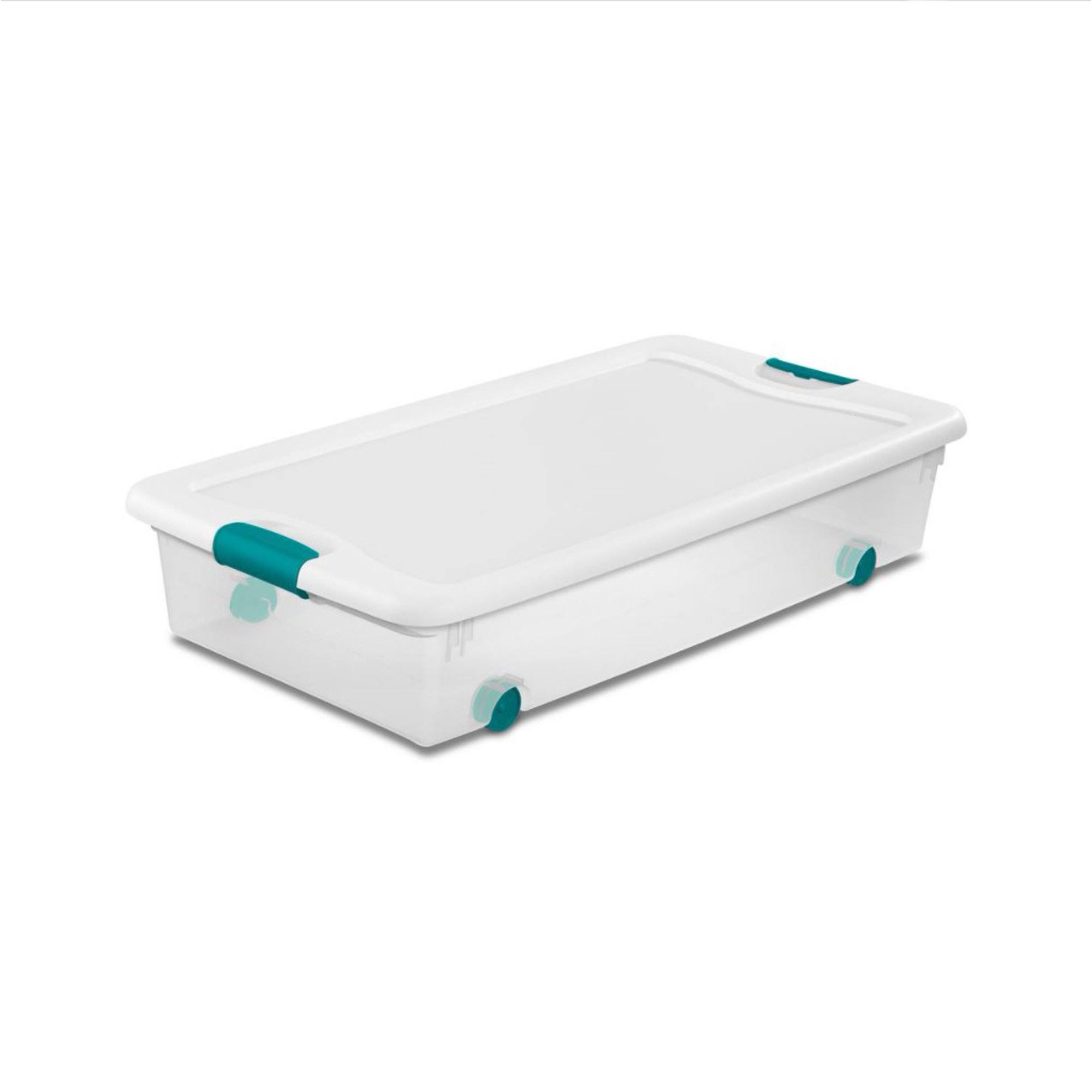 56 Quart Latching Stackable Wheeled Storage Container w/ Lid (4 Pack)