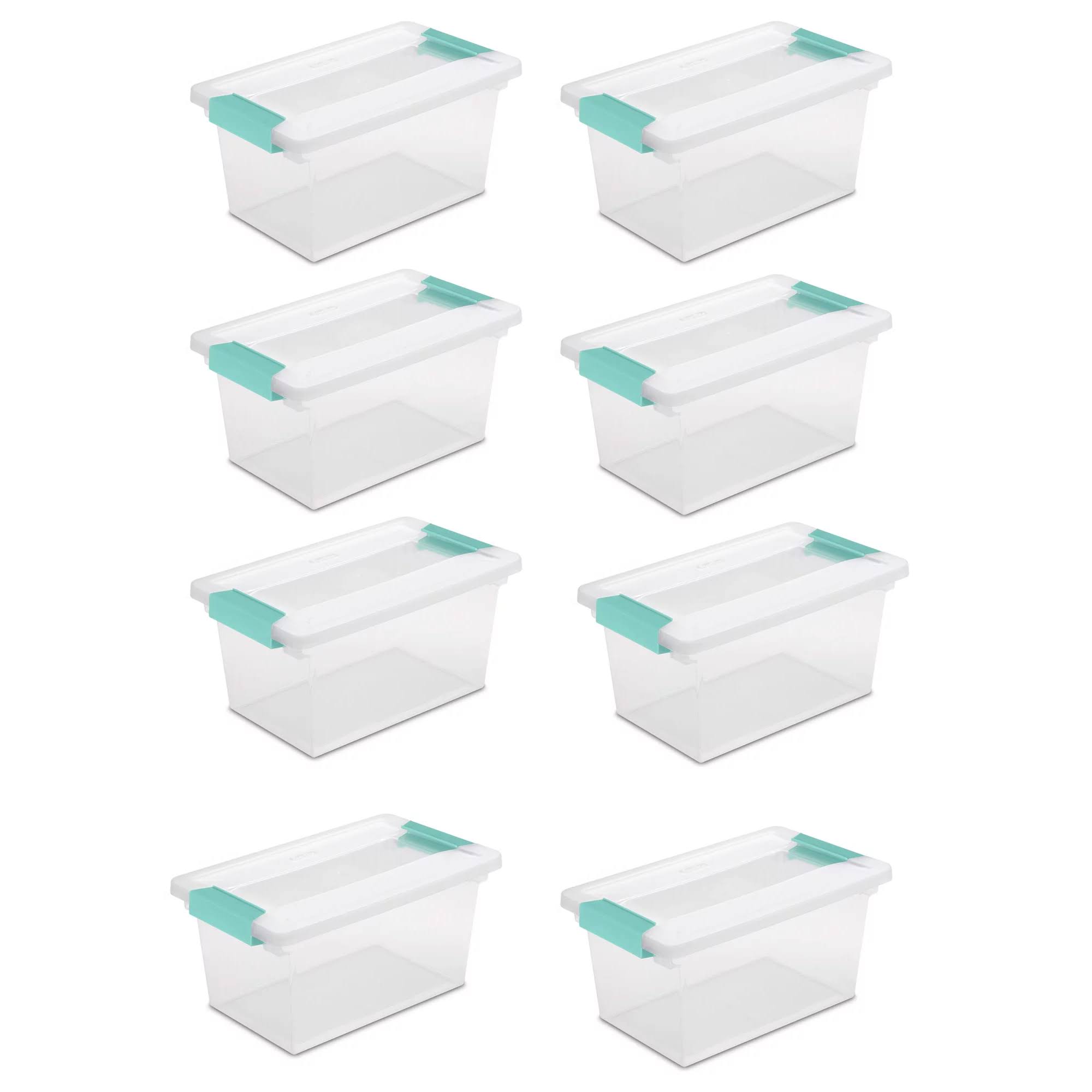 Medium Stackable Clear Plastic Storage Container w/Latching Clip Lid, (8 Pack)