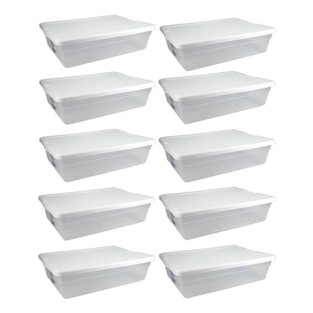 28 Quart Clear Stackable Under Bed Organizer Storage Container (10 Pack)