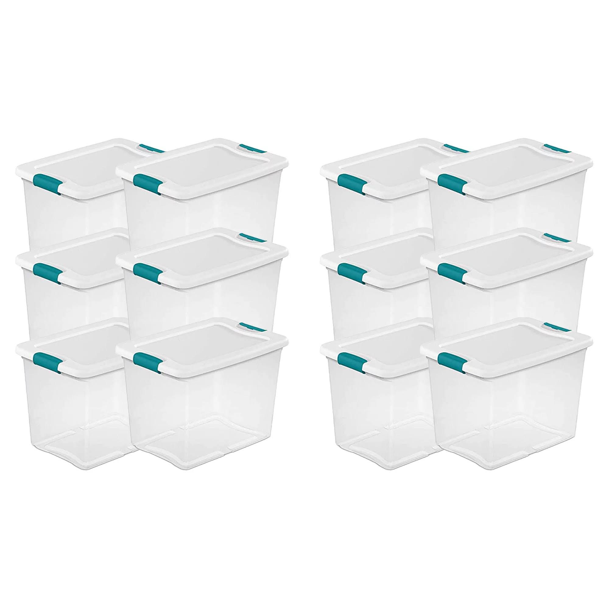 25 Quart Capacity Clear Plastic Storage Tote Bins, (12 Pack)