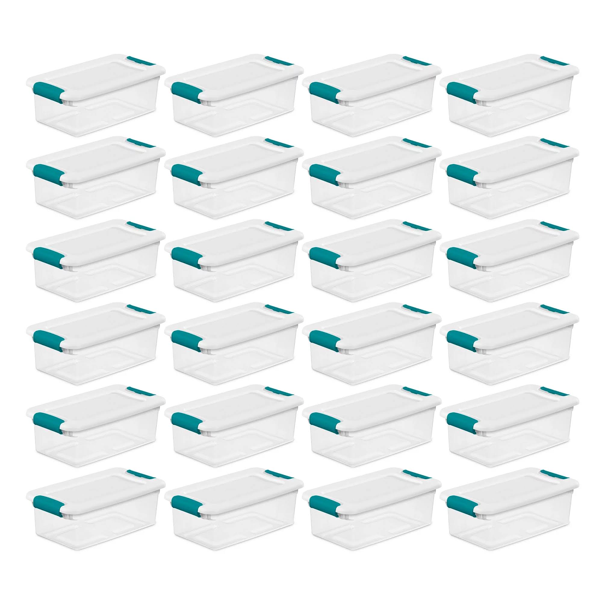 Plastic 6 Quart Storage Box Container with Latching Lid, 24 Pack